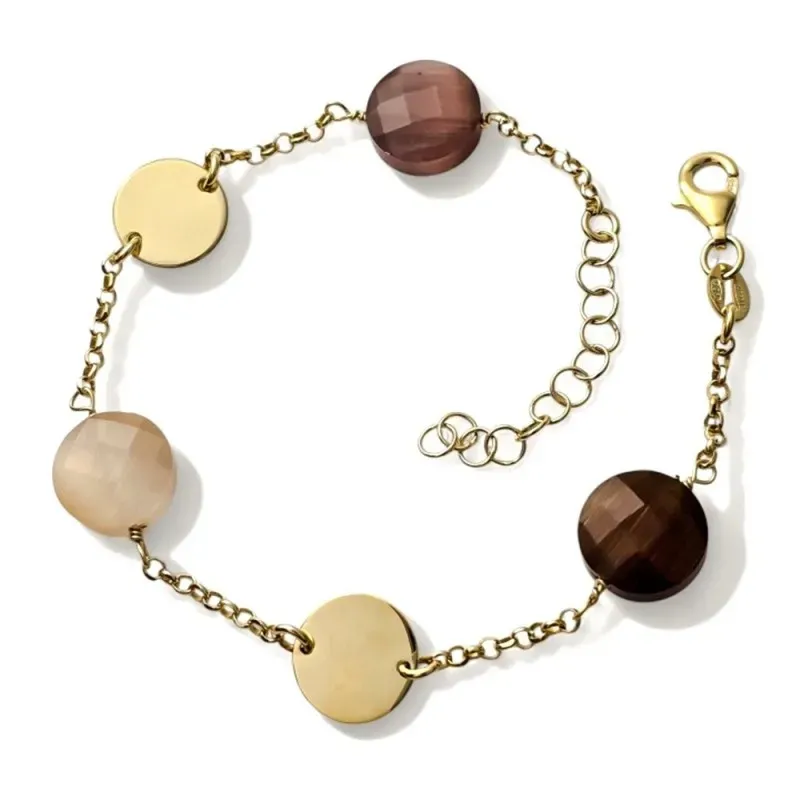 Pulsera de Plata Ley 925m chapada en oro con 17 cm. con piedras de co