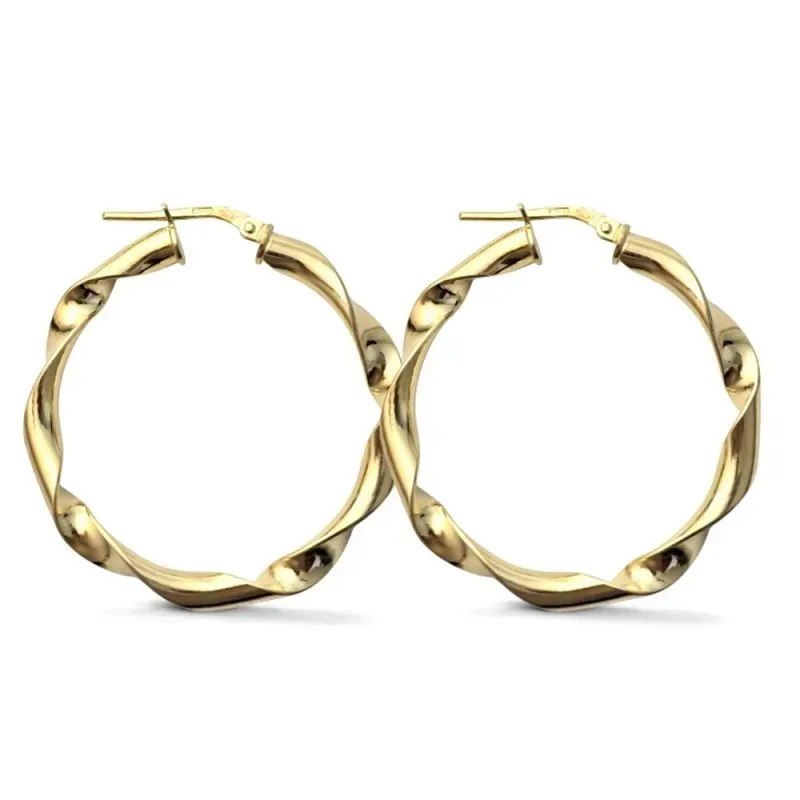 Aros Pendientes en Plata Ley 925m chapados en oro diámetro interior d