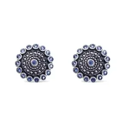 Pendientes Charro en Plata de Ley 925m de 13 mm. con circonitas azule