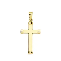 Cruz oro 18k lisa 24mm. palo rectangular chatones [AA7235]