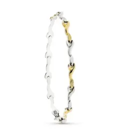 Pulsera oro 18k plata Ley 925m mujer semirígida combinada formas enla