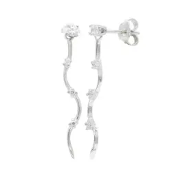 Pendientes oro blanco 18k mujer largos ondulados lisos combinados cir