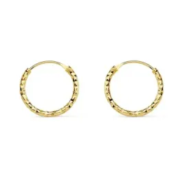 Pendientes oro 18k mujer aros 13mm. retorcidos huecos