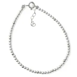 Pulsera Plata Ley 925m de 17 cm. con bolas lisas y perlas redondas de