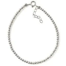 Pulsera Plata Ley 925m de 17 cm. con perlas y bolas lisas de 2.5 mm.