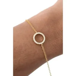 Pulsera en Plata de Ley 925m chapada en oro de 16.5 cm. motivo Karma