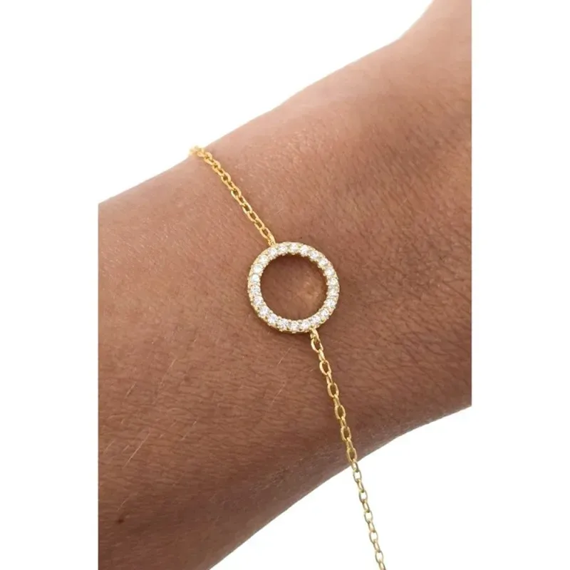 Pulsera en Plata de Ley 925m chapada en oro de 16.5 cm. motivo Karma
