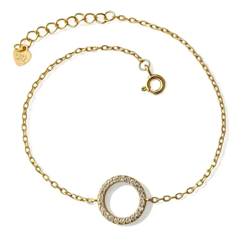 Pulsera en Plata de Ley 925m chapada en oro de 16.5 cm. motivo Karma