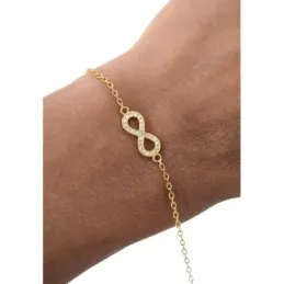 Pulsera en Plata de Ley 925m chapada en oro de 16.5 cm. motivo Infini