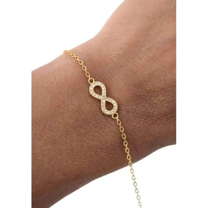 Pulsera en Plata de Ley 925m chapada en oro de 16.5 cm. motivo Infini