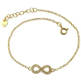 Pulsera en Plata de Ley 925m chapada en oro de 16.5 cm. motivo Infini