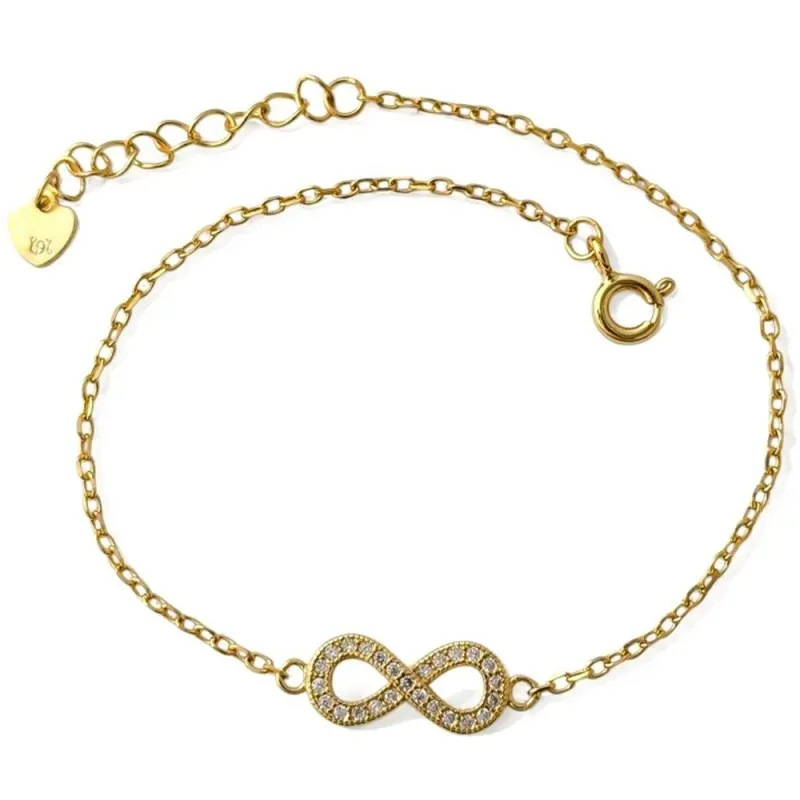 Pulsera en Plata de Ley 925m chapada en oro de 16.5 cm. motivo Infini