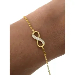 Pulsera en Plata de Ley 925m chapada en oro de 16.5 cm. motivo Infini