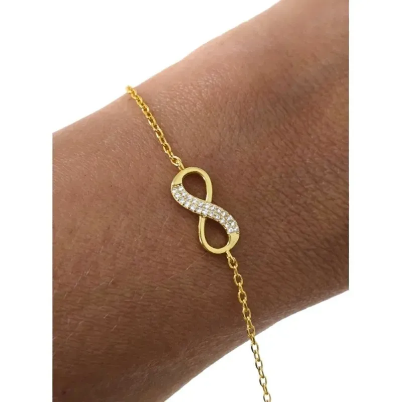 Pulsera en Plata de Ley 925m chapada en oro de 16.5 cm. motivo Infini