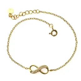 Pulsera en Plata de Ley 925m chapada en oro de 16.5 cm. motivo Infini