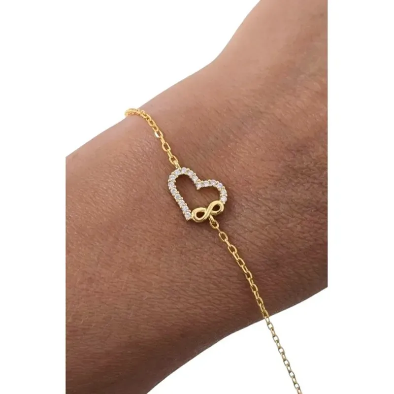 Pulsera en Plata de Ley 925m chapada en oro de 16.5 cm. símbolo Infin