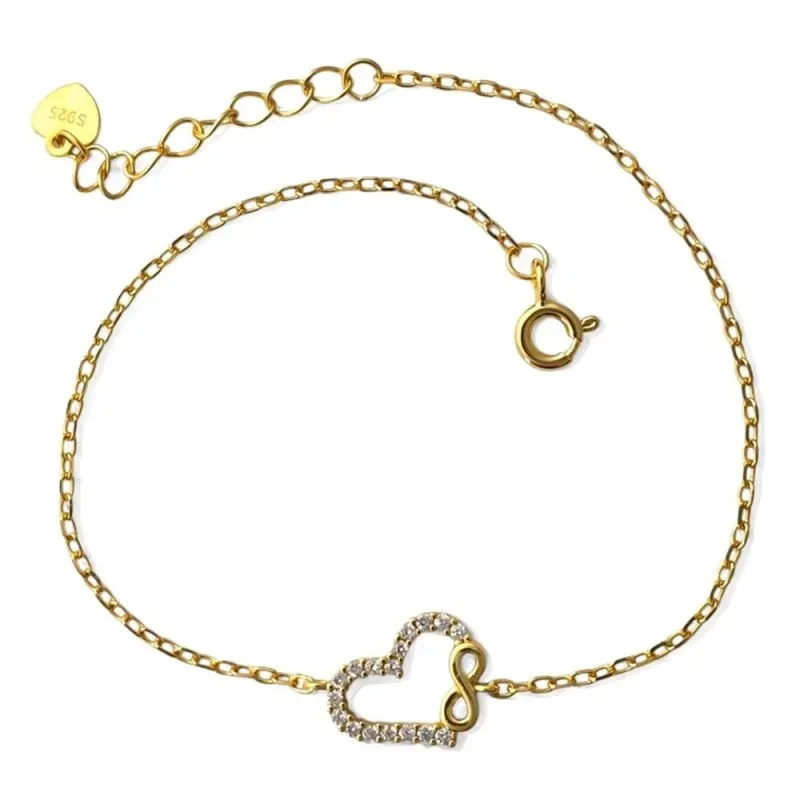 Pulsera en Plata de Ley 925m chapada en oro de 16.5 cm. símbolo Infin