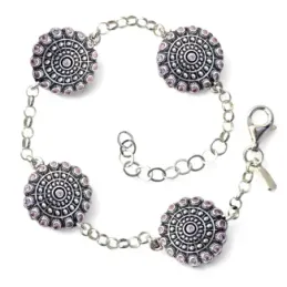 Pulsera Charro en Plata de Ley 925m de 17.5 cm. charros de 16 mm. con