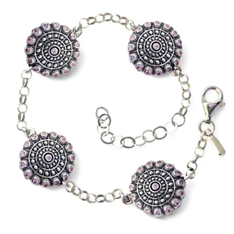 Pulsera Charro en Plata de Ley 925m de 17.5 cm. charros de 16 mm. con