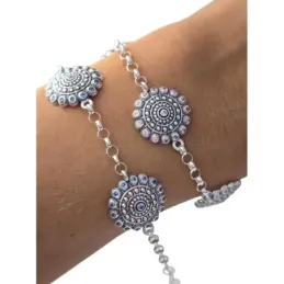 Pulsera Charro en Plata de Ley 925m de 17.5 cm. charros de 16 mm. con