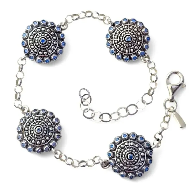 Pulsera Charro en Plata de Ley 925m de 17.5 cm. charros de 16 mm. con