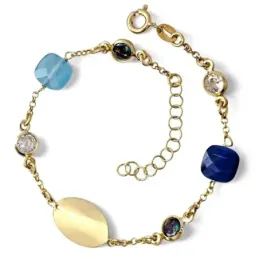 Pulsera Plata Ley 925m chapada oro de 17 cm. chapa ovalada 15 mm. cir