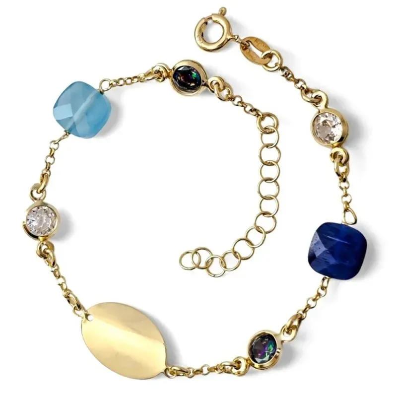 Pulsera Plata Ley 925m chapada oro de 17 cm. chapa ovalada 15 mm. cir