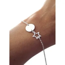 Pulsera en Plata de Ley 925m con 17 cm. cadena rolo disco liso de 11