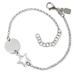 Pulsera en Plata de Ley 925m con 17 cm. cadena rolo disco liso de 11