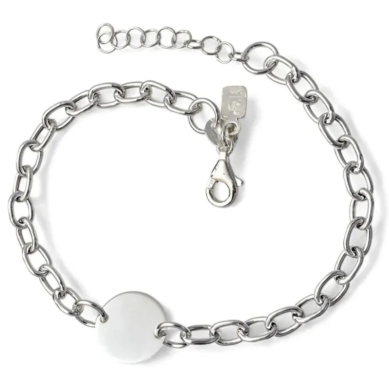 Pulsera en Plata Ley 925m de 17 cm. cadena forzada hueca de 4 mm. det