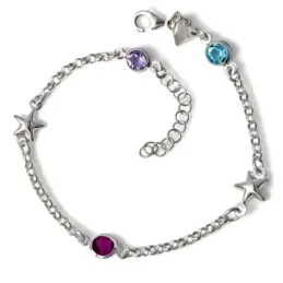 Pulsera Plata Ley 925m de 17 cm. cadena rolo estrellas lisas 7 mm. ci