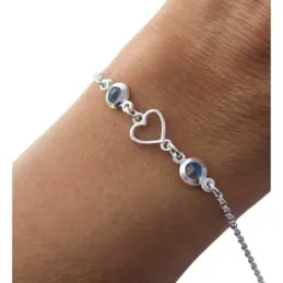 Pulsera Plata de Ley 925m de 15 cm. corazón 9 mm. calado con circonit