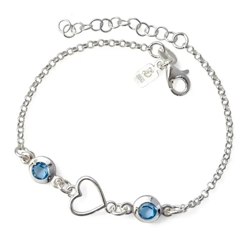 Pulsera Plata de Ley 925m de 15 cm. corazón 9 mm. calado con circonit