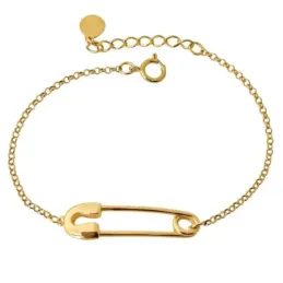 Pulsera en Plata de Ley 925m chapada en oro 17 cm. cadena rolo detall