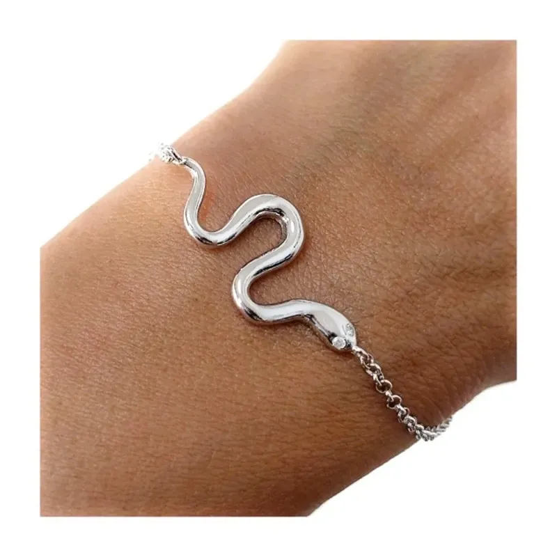 Pulsera en Plata de Ley 925m de 15.5 cm. serpiente de 12 mm. cadena r