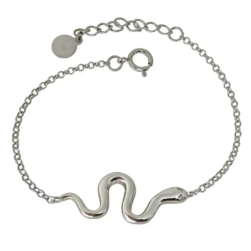 Pulsera en Plata de Ley 925m de 15.5 cm. serpiente de 12 mm. cadena r