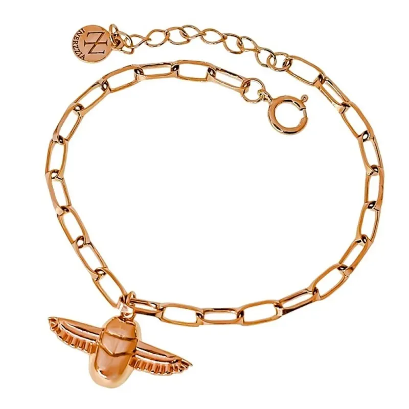 Pulsera Escarabajo Egipcio Plata Ley 925m chapada oro 16 cm. forzada
