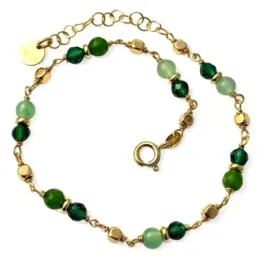 Pulsera en Plata de Ley 925m chapada oro 18 cm. con piedras naturales