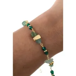 Pulsera Plata Ley 925m chapada oro 18 cm. piedras naturales Ágatha fa