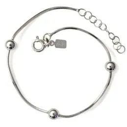 Pulsera en Plata de Ley 925m de 18 cm. cola de topo de 1 mm. con bola