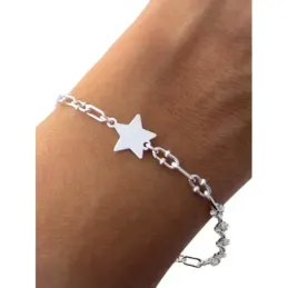 Pulsera en Plata Ley 925m de 17 cm.cadena forzada marina 3 mm. estrel