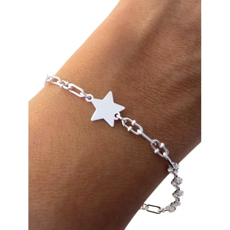 Pulsera en Plata Ley 925m de 17 cm.cadena forzada marina 3 mm. estrel