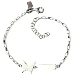 Esclava Pulsera Plata Ley 925m 17 cm. chapa 15 mm. mariposa 12 mm.. G