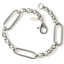 Pulsera Asas Grandes Plata de Ley 925m 19 cm. eslabones huecos lisos