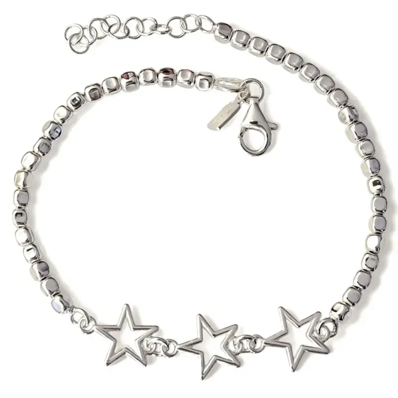 Pulsera en Plata de Ley 925m con 17 cm. cuadrados lisos de 2.5 mm. es