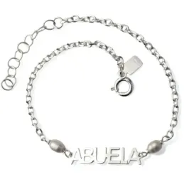 Pulsera para ABUELA en Plata Ley 925m de 17 cm. forzada con perlas ta