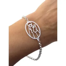 Virgen del Carmen Pulsera en Plata Ley 925m de 17.5 cm. silueta calad