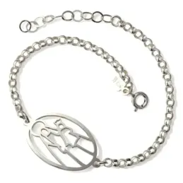 Virgen del Carmen Pulsera en Plata Ley 925m de 17.5 cm. silueta calad