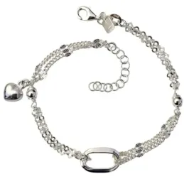 Pulsera Plata Ley 925m de 17 cm. doble cadena con bolas 4 mm. pieza o