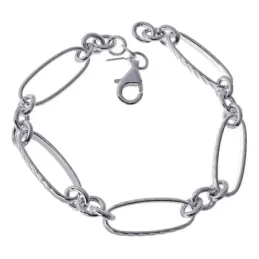 Pulsera en Plata de Ley 925m de 19.5 cm. asas huecas ovaladas de 22 x
